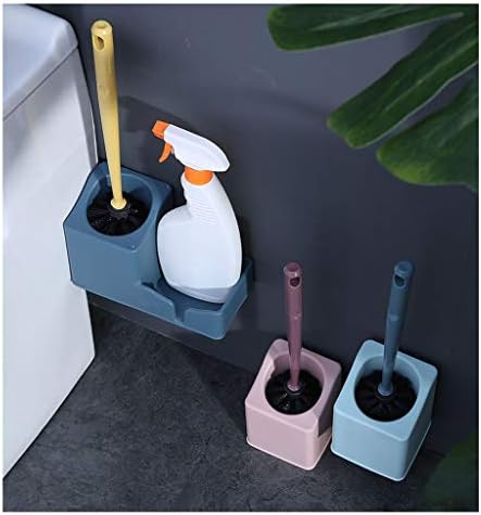 Acessórios para o banheiro escova de escova de vaso sanitário e um suporte de suporte, montado na parede sem perfuração de limpeza de vaso sanitário para limpeza do banheiro escova de vaso sanitário