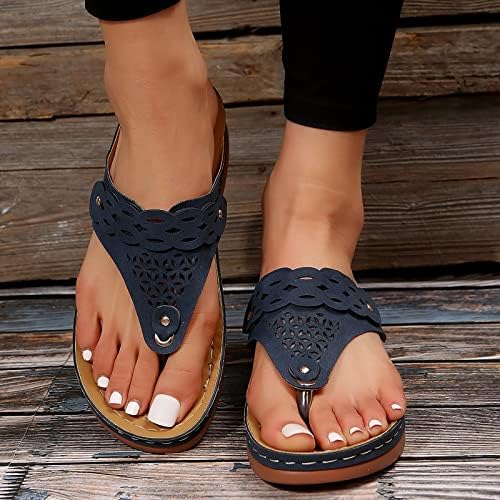 Sandálias confortáveis ​​do fudule para mulheres, chinelos confortáveis ​​arco suportam o chinelos de sandália de sândalo