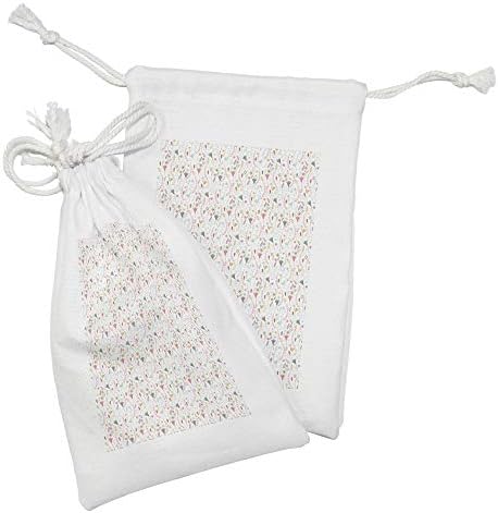 Bolsa de tecido botânico de Ambesonne, padrão de 2, padrão de ervas e flores da floresta, pequeno saco de cordão para máscaras e favores de produtos de higiene pessoal, 9 x 6, multicolor branco