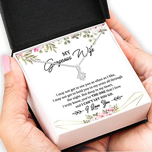 Jóias de cartão de mensagem, colar artesanal - colar de esposa - para minha esposa Mensagem de cartão de colar - colar de beleza sedutor, jóias personalizadas para esposa bv153