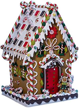 Kurt Adler J3579 Claydough e Metal Cookie e Candy Lighted Decoration, 13-1/4 polegadas Gingerbread House, multicolorida