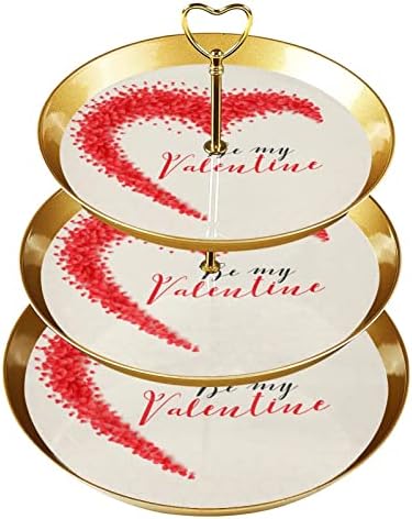Exibir para pastelaria com 3 bandeja de porção redonda em camadas, Creative Hearts Be My Valentines Cupcake Tower