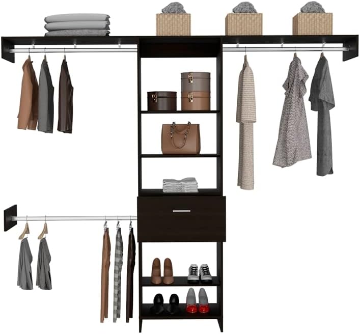 Tuhome Manchester 250 Closet System - Black - madeira projetada