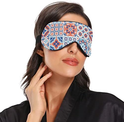Talavera Padrão Máscara de olhos adormecidos respiráveis, capa de sono para os olhos para descanso de verão, vendidos com contornos elásticos para mulheres e homens viajam