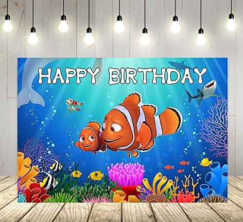 Sob o pano de fundo do mar para suprimentos de festa de aniversário, encontrando fotos de fotos de Nemo, encontrando Dory Birthday Theme Baby Shower Banner 59x38in