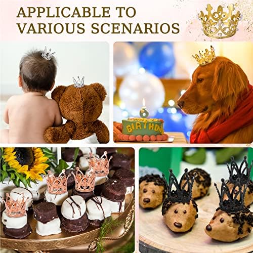 Ayfjovs 16 PCs 4 cores Crown Cake Topper Gold Mini Crown Silver Crown minúsculo para capota de bolo mini bebê coroa minúscula