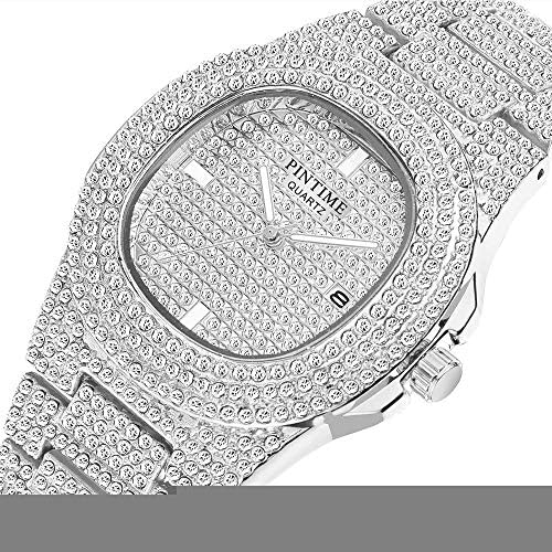 Fanmis unissex de luxo de luxo diamond watches prateado quartz de moda de ouro prateado relógio de aço inoxidável faixa