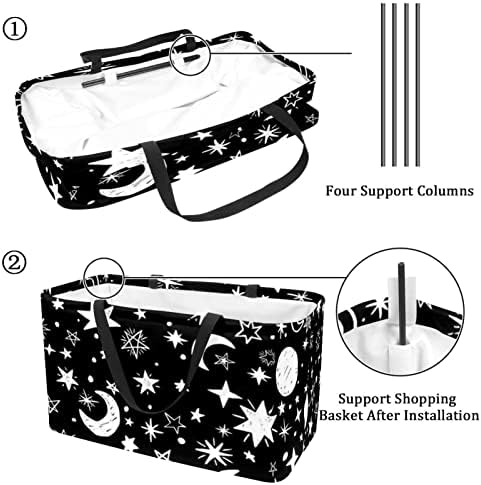Caspo de compras reutilizáveis ​​estrelas da lua Galáxia Padrão portátil dobrável Picnic Grocery Bags