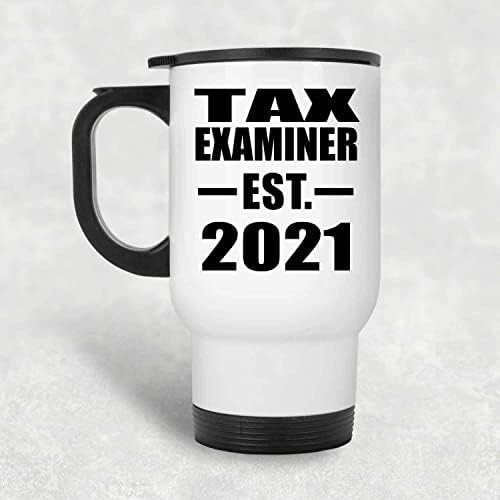 Projeta o examinador de impostos estabelecido est. 2021, caneca de viagem branca de 14 onças de aço inoxidável copo isolado,