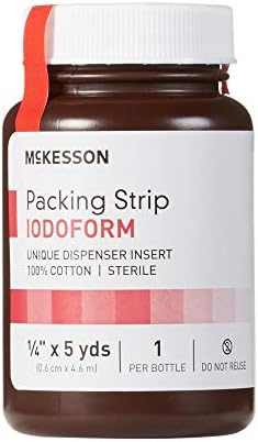 McKesson Packing Strip, estéril, iodoForm, algodão, 1/4 em x 5 jardas, 1 contagem