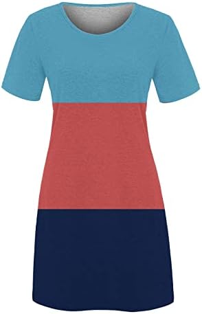 vestido de verão feminino lcziwo vestido de mudança casual de manga curta para mulheres 2023 Flowy Swing Tunic Color Block Vestres