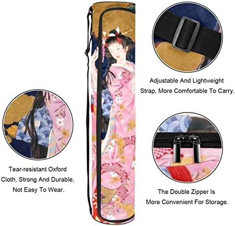 Bolsa de tapete de ioga ratgdn, girina japonesa Girl Exercício de ioga transportadora de tape