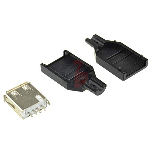 10pcs USB 2.0 Tipo-A plugue de 4 pinos Adaptador feminino Conector Jack Cobertura de plástico