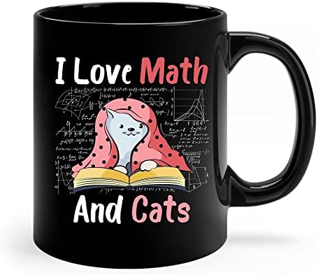 Eu amo matemática e gatos caneca engraçada engraçada gato de café xícara para matemática professor aluno