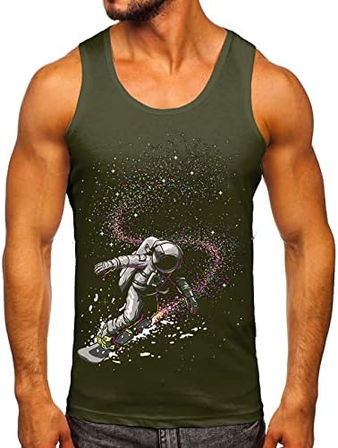 Tampas de treino masculinas xxbr, verão, slim fit fit sleesen colete astronauta galáxia impressão engraçada gráfica atlética tanques de ginástica