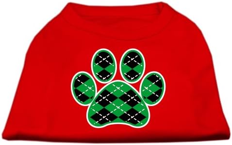 Mirage Pet Products Argyle Paw Screen Green Print camisa vermelha xxl