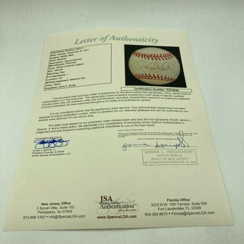 1996 Derek Jeter Rookie assinou o beisebol da Liga Americana com a JSA COA - Bolalls autografados