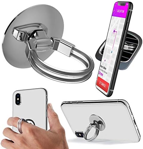 Suporte do anel de telefone Aduro [3-em-1]-anel de telefone, suporte de telefone, montagem de ventilação do carro, suporte de telefone para todo o iPhone, Samsung Galaxy