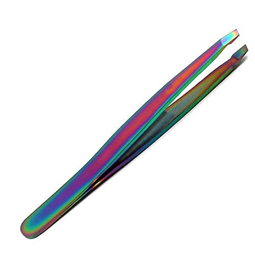 Laja Importa Conjunto de 5 Multi Titânio Color Rainbow Eybrow Tweezers Slant Tip Aço inoxidável