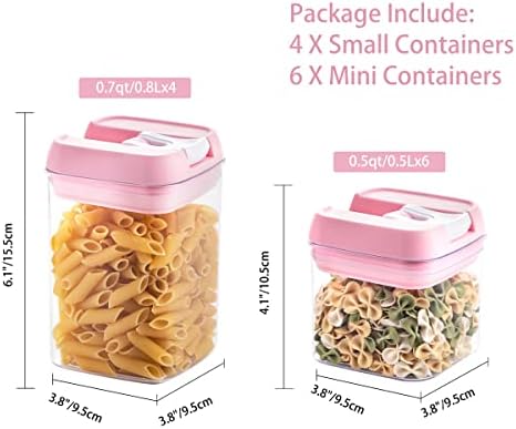 U-qe-qe Airtight alimentos Contêiner de armazenamento conjunto-10 peças BPA Batas de cereais de plástico transparente livres com