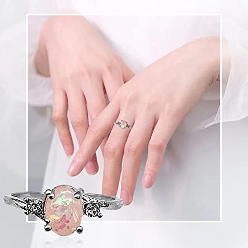Anéis ousados ​​com menos de 20 dólares requintados anéis de prata femininos Oval Cut Faux Jewelry Birthday Proposed