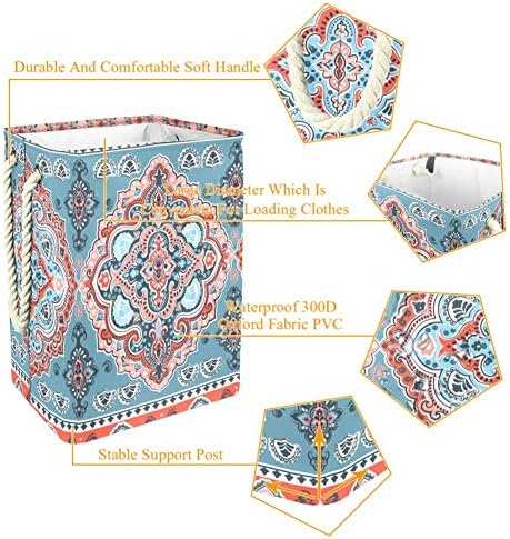 Belo padrão indiano de Paisley Floral 300d Oxford PVC Roupas impermeáveis ​​cestas de roupas grandes para cobertores Toys de roupas no quarto