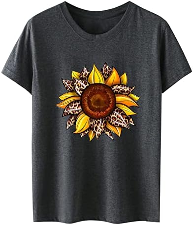 Camiseta de girassol em véspera de girassol em vasitárias camisetas femininas camisetas casuais de manga curta de tamanho superior da primavera no verão