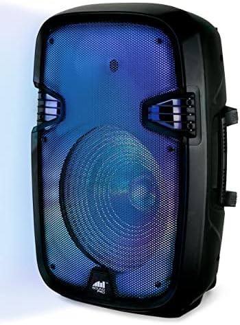 Naxa Electronics NDS-1538 Portátil 15 ″ Bluetooth Blaze Party Speaker com luzes de discoteca Glow Full, 2,5 horas de jogo, microfone,