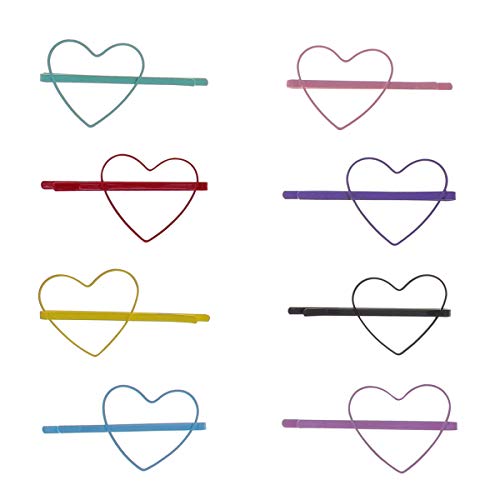 Lurrose 8 pares coloridos bobby pinos adoram clipes de cabelo de coração grampos de barretas acessórios de cabelo para meninas conjunto