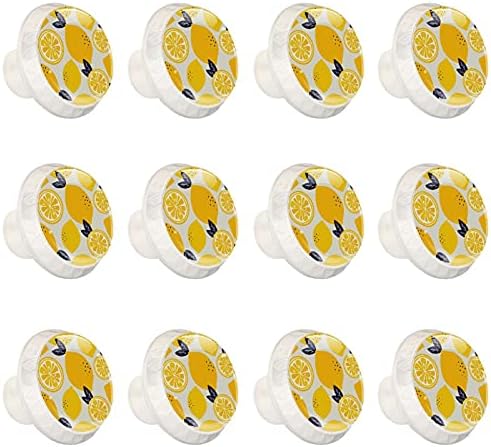 Conjunto de limão de frutas amarelo de 12 botões de gaveta Puxa a alça do armário para o armário de guarda