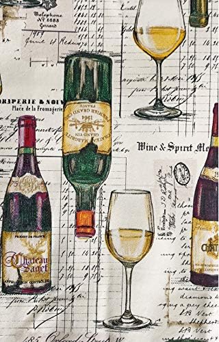 Tocada de mesa com flanela de vinil com degustação de vinhos de Newbridge - garrafas de vinho francês e comerciantes de Londres