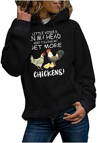 Little Voices in My Head continuam me dizendo que pegue mais galinhas com capuz para mulheres Tops Manor Style Outwear