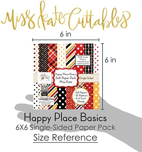 6x6 Pattern Paper Pack - Happy Place Basics - Para Disney Scrapbook Premium Premium Paper Specialty Paper de 6 x6 Coleção inclui 64 folhas - 50% padrões menores - Por Miss Kate Cuttables