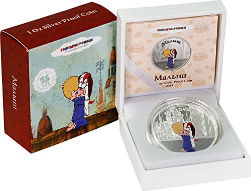 2011 Cook Islands Proof - Karlsson on the Roof - Malish - Soyuzmultfilm - 1oz - Moeda de Prata - $ 5 não circulada