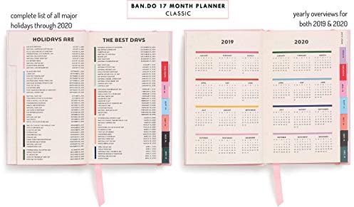 Ban.do 17 meses 2019-2020 Classic Daily Planner com visualizações semanais e mensais, 8,13 x 5,13, de agosto de 2019 -