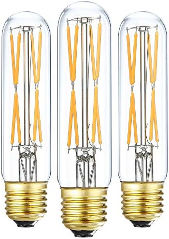 Lâmpada LED com Xininsun T10, lâmpadas tubulares LED de 8W, equivalente a 75-100 watts, 2700k de branco macio, 850lm, vidro transparente, lâmpada de lâmpada de base E26, para o armário de exibição do gabinete etc., 3 pacote.