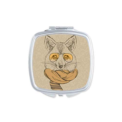 Animal britânico animal lobo suave e lenço espelho animal portátil maquiagem de bolso compacto vidro de dupla face