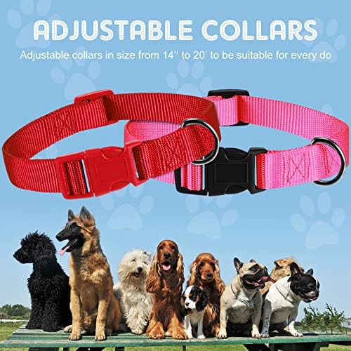 12 peças colarinho de cão de nylon colares de cachorro ajustáveis ​​com colar de fivela de liberação rápida colarinho de colarinho para cães andando treinamento de corrida, médio