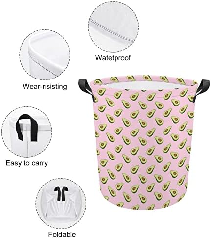 Avocados cestas de lavanderia dobrável cesto de roupas altas com alças Bolsa de armazenamento