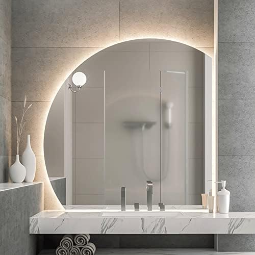 Espelho de banheiro semicírculos irregulares LED ， Espelho de maquiagem montado na parede ， Vanidade com Luzes espelho ， interruptor de toque ， 3 cores brilho diminuído, economia de energia.