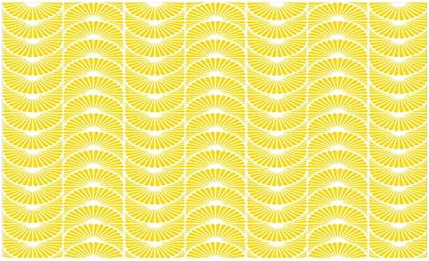 Ambesonne Amarelo e branco Cerâmica de dentes Curvas de dentes inspiradas no sol Curvas de padrões abstratos ondas retrô clássico vertical, bancada versátil decorativa para banheiro, 4,5 x 2,7, branco amarelo