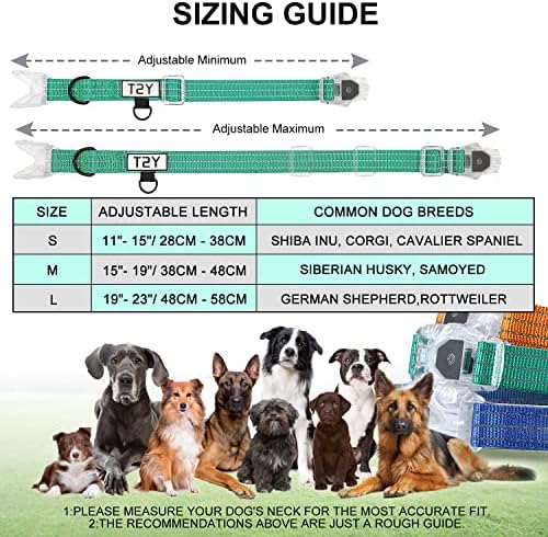 Colares de cachorro T2Y, colarinho recarregável de 3 em 1, colarinho de cachorro à prova d'água com gola básica com liberação rápida, adequada para uso em qualquer clima para aumentar a segurança dos cães, azul s