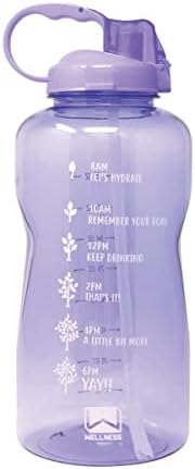 Garrafa de água esportiva 1 galão, garrafa de água com marcador motivacional, garrafa de 128 onças não-tóxicas sem vazamento, sem vazamento, ideal para fitness, academia, esportes e ao ar livre, ultra violeta