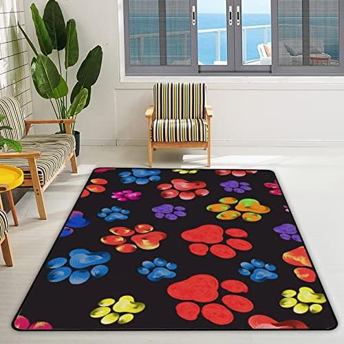 Rastreamento de carpete interno brincar de tapete arco -íris pata de animal para quarto quarto berçário educacional piso tapetes 72x48in