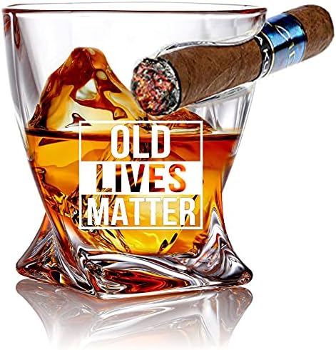 Bezrat Old Lives Matter Whisky Scotch Glass 12 oz - Pai dia ou brindes para a aposentadoria Presentes - idosos de uísque cidadãos de uísque de uísque Presente de aniversário personalizado para pai, avô da filha, filho, filhos