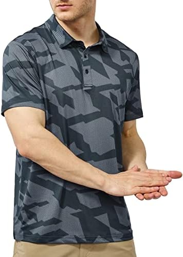 Marami Mens Golf Polo camisas - ajuste seco de manga curta camisetas de pólo estampado de pólo upf wicking camisetas táticas