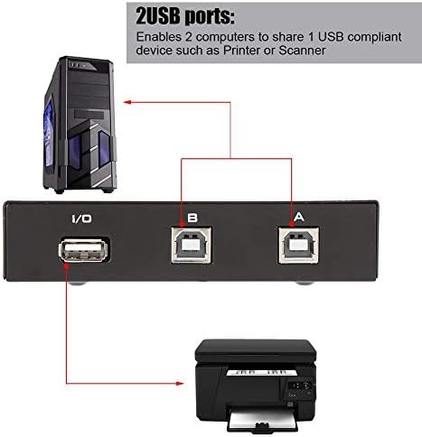 Interruptor de compartilhamento de impressora, 2/4 Port USB 2.0 Computer Switcher Adapter Box Hub para Windows 98/ME/2000/XP,