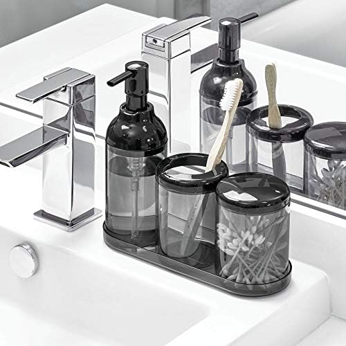 Idesign Finn Latister Jar com tampa para cosméticos e armazenamento de maquiagem, q-tips, banheiro, bancada, mesa e vaidade-preto/fumaça