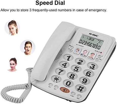 Telefone fixo de bindpo, telefones de mesa com fio para hom e office, ligue para ID Display 2 linhas de telefone com fio, discagem