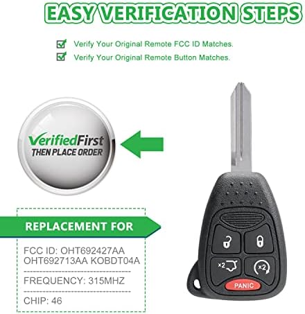 Extra-Partsss sem keyless Start Start Chave do carro Substituição de FOB para Chrysler 200 Aspen Sebring Dodge Avenger Durango 5 botões